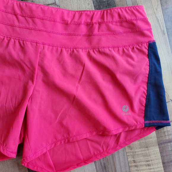 OISELLE Pink Blue Athletic Shorts Running Shorts Built In Brief And Pockets Sz 6 - Picture 4 of 16
